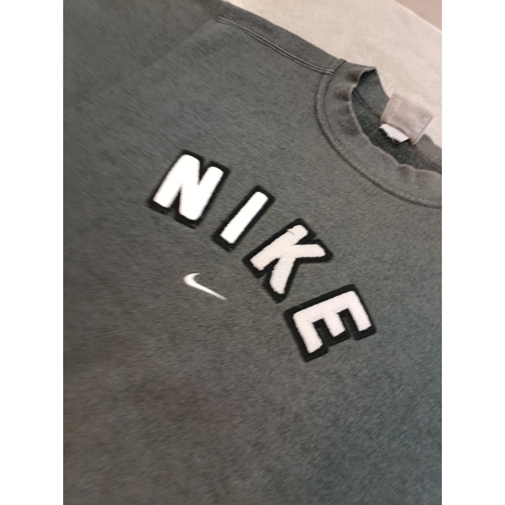 Vintage Nike Sweatshirt Big Logo Spell Out Gray Crewneck Mens Swoosh Size Small